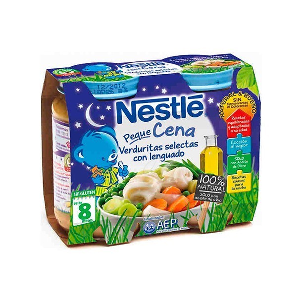 NESTLE PEQUE CENA CREMA DE VERDURAS Y LENGUADO 200 G 2 U
