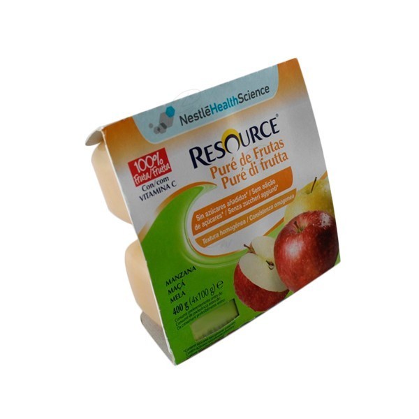 RESOURCE PURE DE FRUTAS 100 G 4 TARRINAS MANZANA