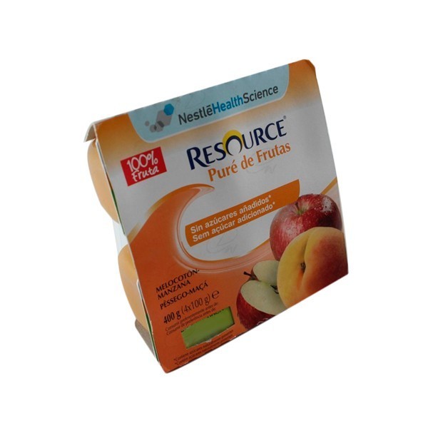 RESOURCE PURE DE FRUTAS 100 G 4 TARRINAS MELOCOTONMANZANA